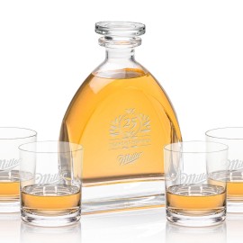 Personalized Dutton Decanter & 4 On-the-Rocks  Personalized Dutton Decanter & 4 On-the-Rocks