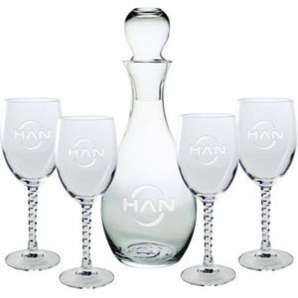 Custom Engraved Celebration Decanter and Glasses 5 Piece Set Custom Engraved Celebration Decanter and Glasses 5 Piece Set