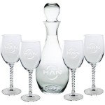 Custom Engraved Celebration Decanter and Glasses 5 Piece Set