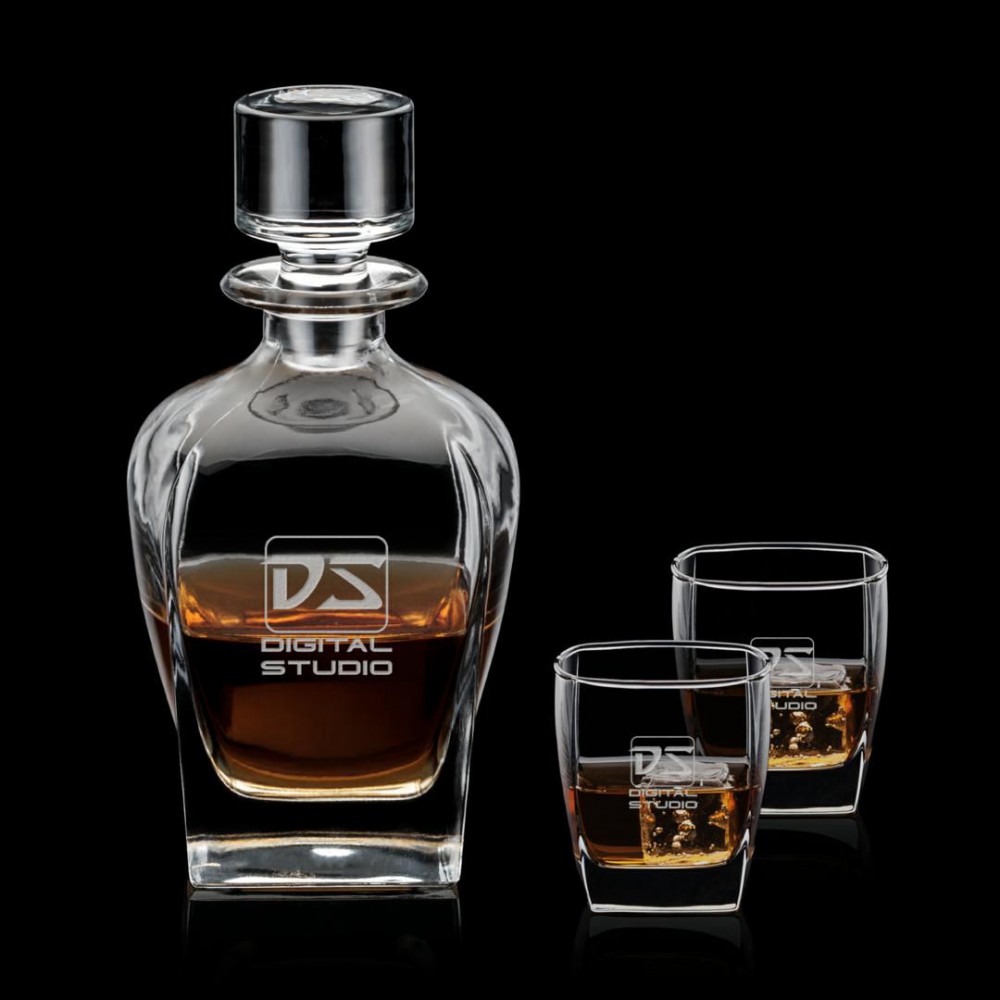 Customized Sterling Decanter & 2 On-the-Rocks
