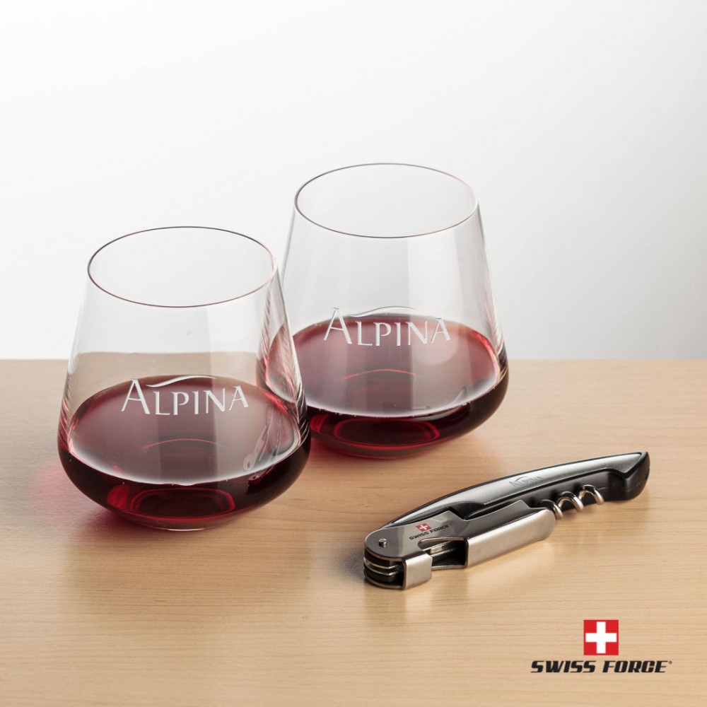 Swiss Force Opener & 2 Cannes Wine - Silver with Logo