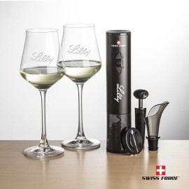 Logo Branded Swiss Force Opener & 2 Bretton Wine