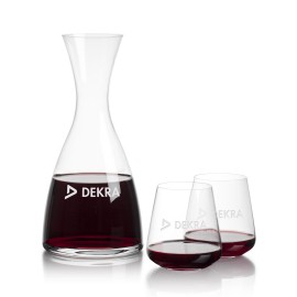 Barham Carafe & Breckland Stemless Wine with Logo