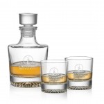 Romford Decanter & 2 On-the-Rocks with Logo