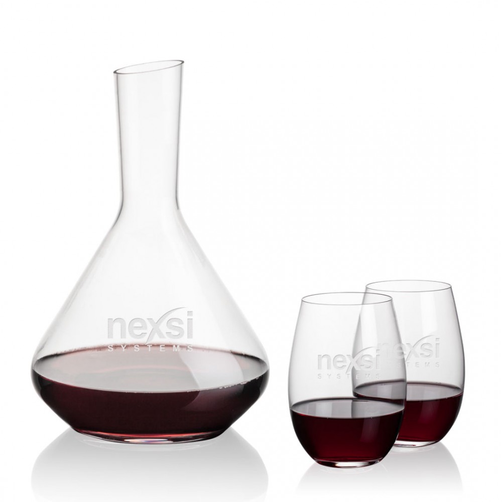 Terrassa Carafe & Laurent Stemless Wine with Logo