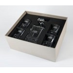 Uptown/Meridian Crystal Bar Set w/Decanter & 4 Rocks Glasses with Logo