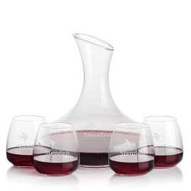 Innisfil Carafe & 4 Hogarth Stemless Wine with Logo  Innisfil Carafe & 4 Hogarth Stemless Wine with Logo