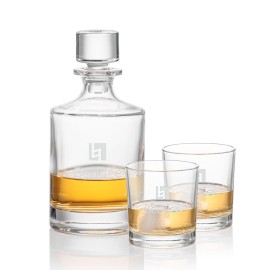 Whitlock Decanter & 2 On-the-Rocks with Logo