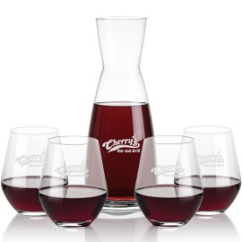 Winchester Carafe & 4 Reina Stemless with Logo