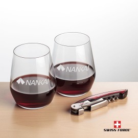 Logo Branded Swiss Force Opener & 2 Germain Wine - Red