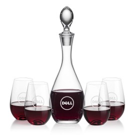 Personalized Malvern Decanter & 4 Boston Stemless Wine