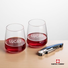 Promotional Swiss Force Opener & 2 Dunhill Wine - Blue