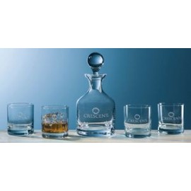 Classic Whiskey Decanter & Set of 4 Glasses (5 Piece Set) with Logo  Classic Whiskey Decanter & Set of 4 Glasses (5 Piece Set) with Logo
