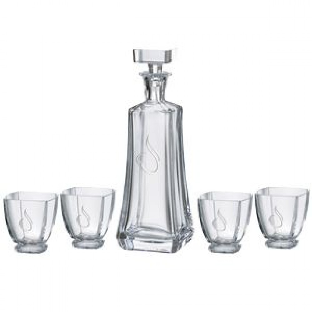 Promotional Arezzo Decanter (25 oz.) with Four Matching (10.75 oz.) Arezzo Rocks Glasses (5 Piece Set) Promotional Arezzo Decanter (25 oz.) with Four Matching (10.75 oz.) Arezzo Rocks Glasses (5 Piece Set)