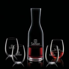 Logo Branded Caldmore Carafe & 4 Carlita Stemless Wine