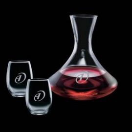 Senderwood Carafe & 2 Stanford Stemless Wine with Logo  Senderwood Carafe & 2 Stanford Stemless Wine with Logo