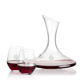 Madagascar Carafe & 2 Reina Stemless Wine with Logo