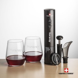 Logo Branded Swiss Force Opener & 2 Germain Stemless Wine