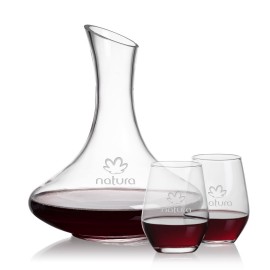 Kanata Carafe & 2 Mandelay Stemless Wine with Logo
