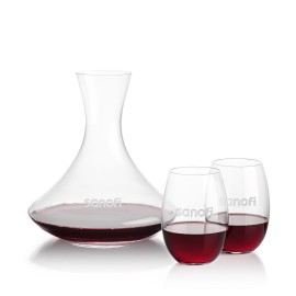 Custom Senderwood Carafe & 2 Carlita Stemless Wine  Custom Senderwood Carafe & 2 Carlita Stemless Wine