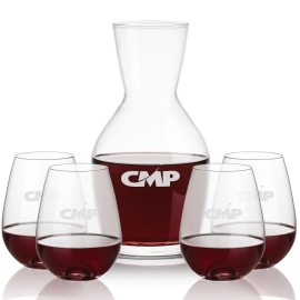 Personalized Westwood Carafe & 4 Edderton Stemless