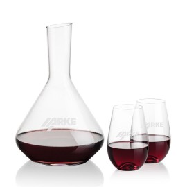 Terrassa Carafe & 2 Boston Slemless Wine with Logo  Terrassa Carafe & 2 Boston Slemless Wine with Logo