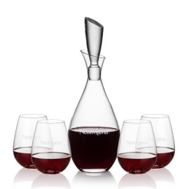 Juliette Decanter & 4 Edderton Stemless Wine with Logo  Juliette Decanter & 4 Edderton Stemless Wine with Logo