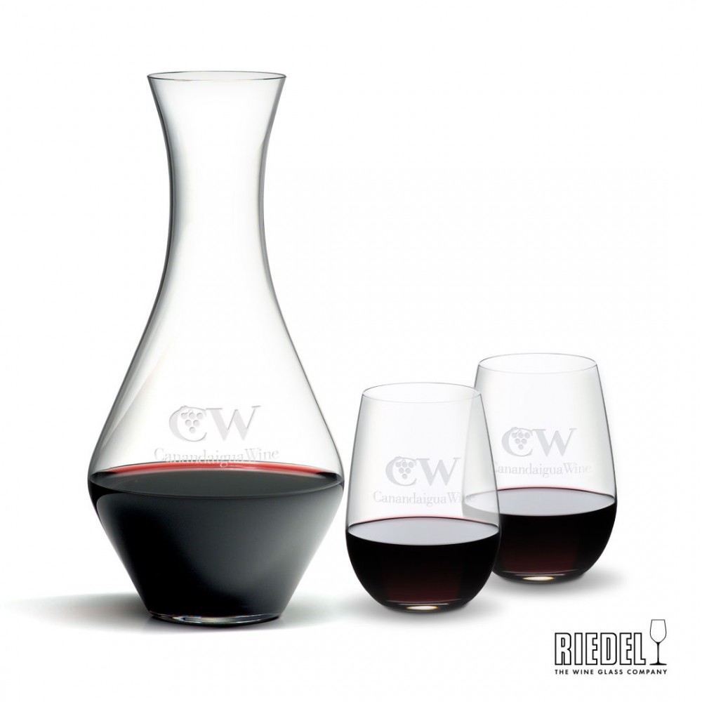 RIEDEL Merlot Decanter & Stemless Wine Set with Logo RIEDEL Merlot Decanter & Stemless Wine Set with Logo