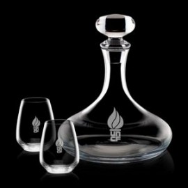 Custom Stratford Decanter & 2 Brunswick Stemless Wine