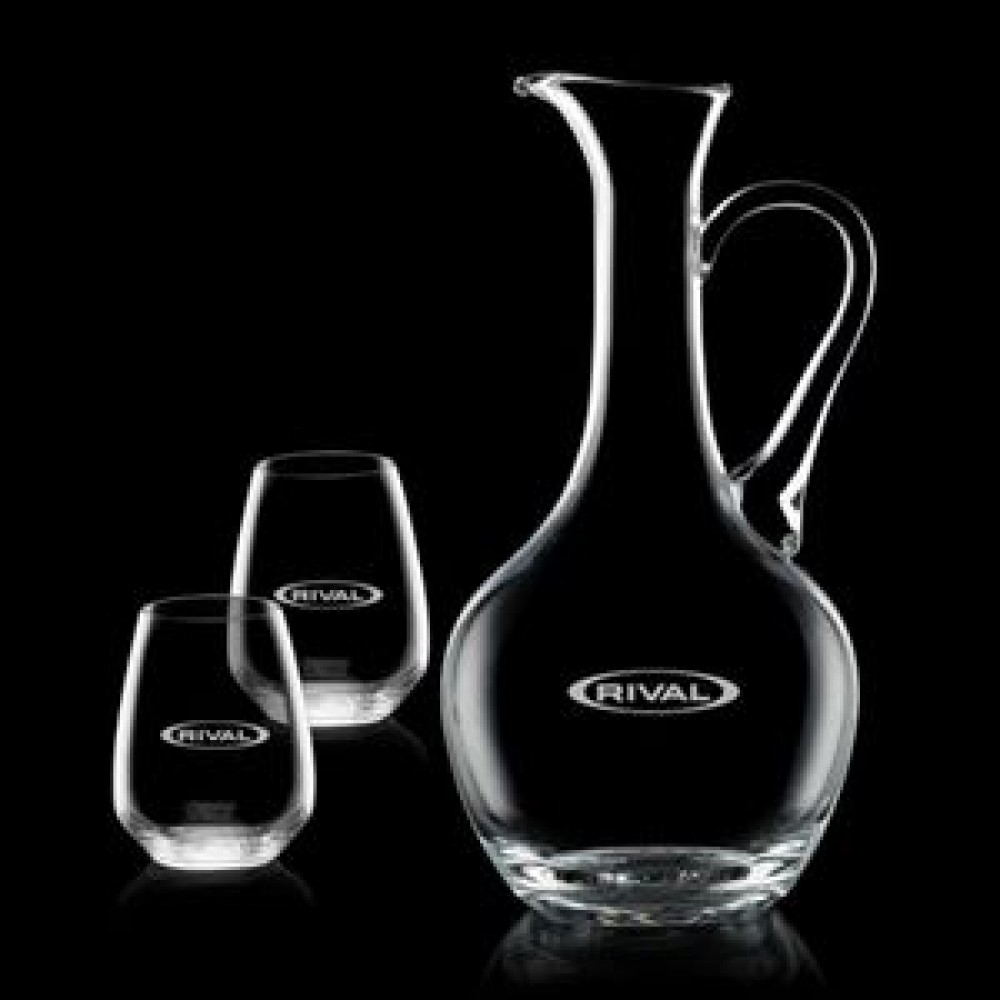 Custom Imprinted WGG! Deane Carafe & 2 Stemless Wine Custom Imprinted WGG! Deane Carafe & 2 Stemless Wine