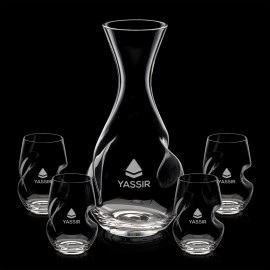 Custom Tallandale Carafe & 4 Stemless Wine