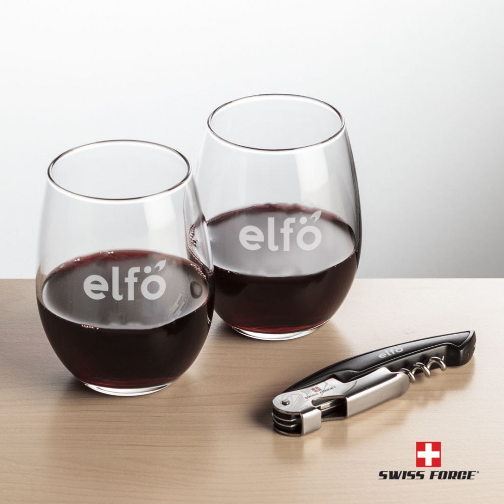 Promotional Swiss Force Opener & 2 Stanford Wine - Black