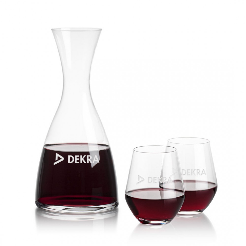 Barham Carafe & Reina Stemless Wine with Logo Barham Carafe & Reina Stemless Wine with Logo