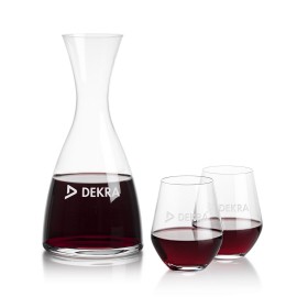 Barham Carafe & Reina Stemless Wine with Logo