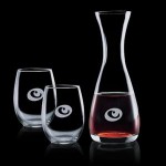 Custom Engraved Bishop Carafe & 2 Stemless Wine