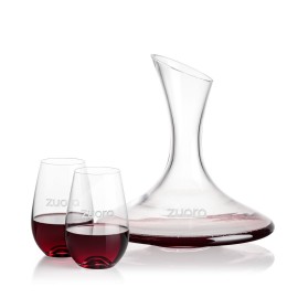 Personalized Madagascar Carafe & 2 Boston Stemless Wine  Personalized Madagascar Carafe & 2 Boston Stemless Wine