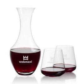 Oldham Carafe & 2 Breckland Stemless with Logo