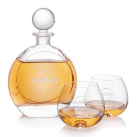 Custom Bonello Decanter & 2 Boston On-the-Rocks