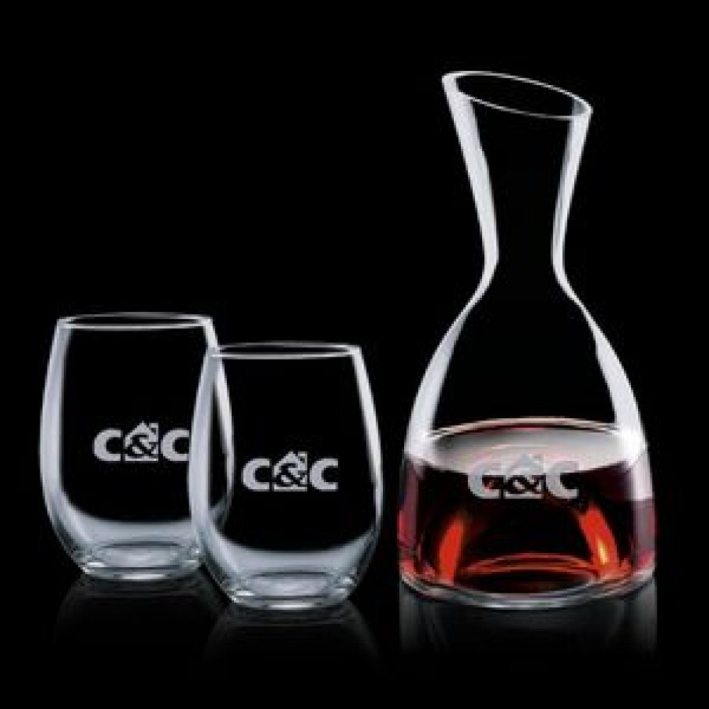 Custom Printed Rathburn Carafe & 2 Stemless Wine Custom Printed Rathburn Carafe & 2 Stemless Wine
