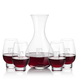 Logo Branded Adelita Carafe & 4 Glenarden Stemless Wine