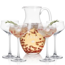Charleston Pitcher & 4 Bretton Cocktail with Logo  Charleston Pitcher & 4 Bretton Cocktail with Logo