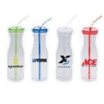 Logo Branded 28 Oz. Carafe Shaped Tritan Bottle w/Lid & Straw