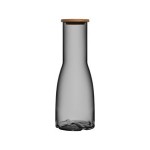 Logo Branded Orrefors Kosta Boda Bruk Carafe W/ Oak Lid (Translucent Smoke Gray)