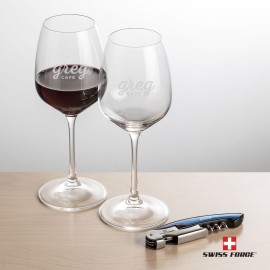 Logo Branded Swiss Force Opener & 2 Oldham Wine - Blue