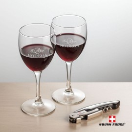Personalized Swiss Force Opener & 2 Carberry Wine - Silver
