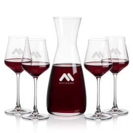 Portofino Carafe & 4 Bretton Wine with Logo
