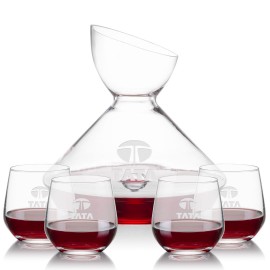 Customized Woodbury Carafe & 4 Garland Stemless Wine