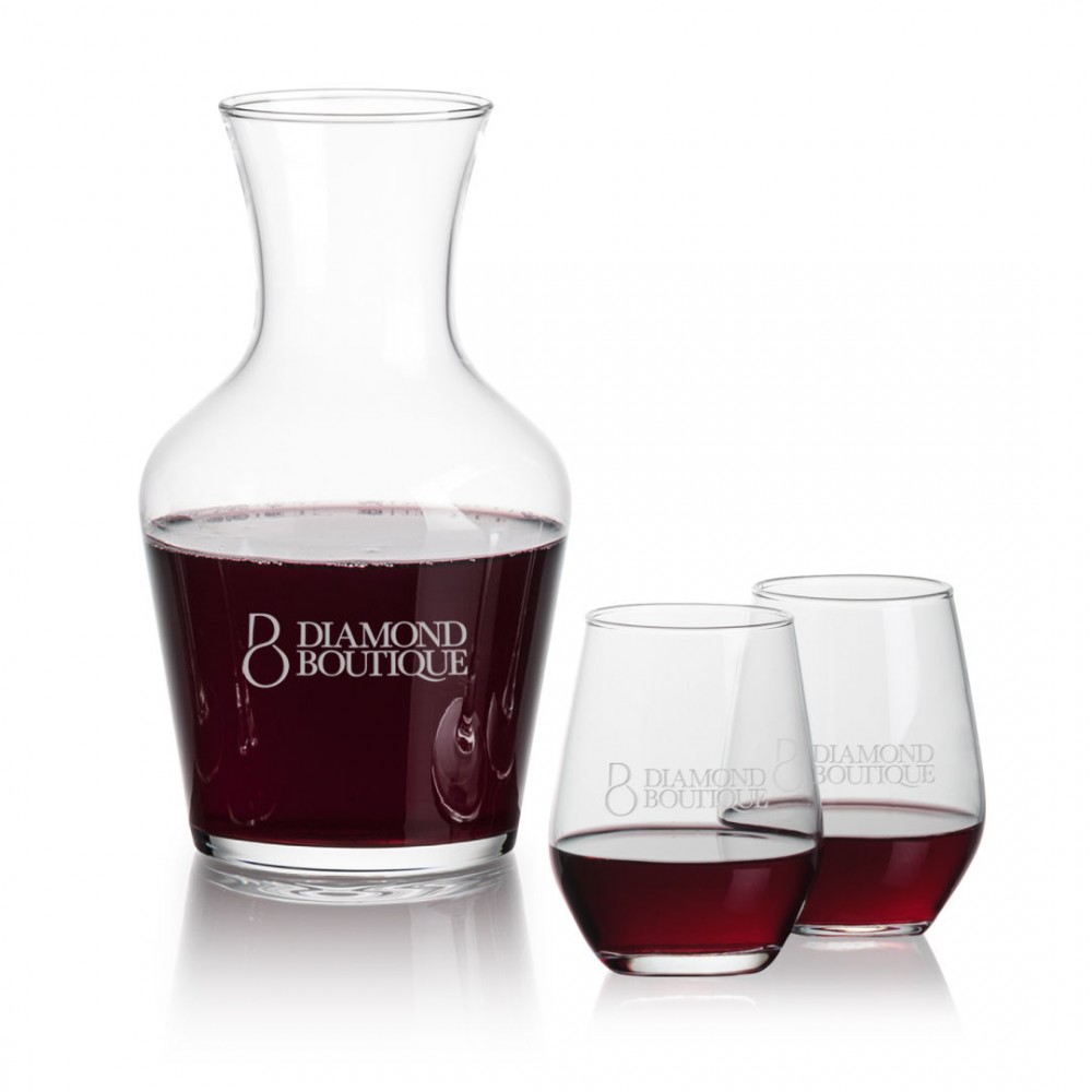 Logo Branded Summit Carafe & Mandelay Stemless Wine Logo Branded Summit Carafe & Mandelay Stemless Wine