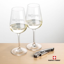 Swiss Force Opener & 2 Laurent Wine - Silver with Logo  Swiss Force Opener & 2 Laurent Wine - Silver with Logo