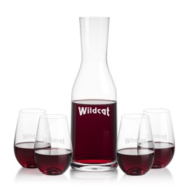 Caldmore Carafe & 4 Boston Stemless Wine with Logo  Caldmore Carafe & 4 Boston Stemless Wine with Logo